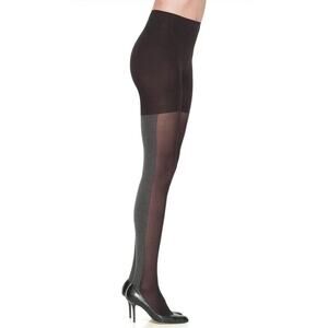 Spanx Tight End Tights Pattern heathered Body Shaping Gray black Tights Size D